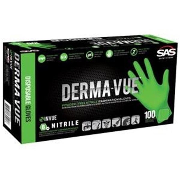 Sas Safety Derma-Vue, Nitrile Disposable Gloves, Nitrile, S SS66550